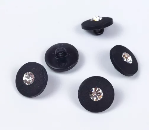 Пуговица DILL с кристаллом, на ножке, пластик, цвет прозрачный/черный, 18 мм