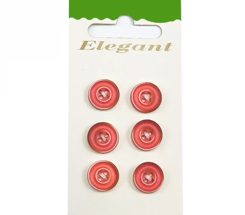 Пуговицы Disboton, 13 мм, 4 отв., пластик, 6 шт., розовый, 11394-13-00HV9/6