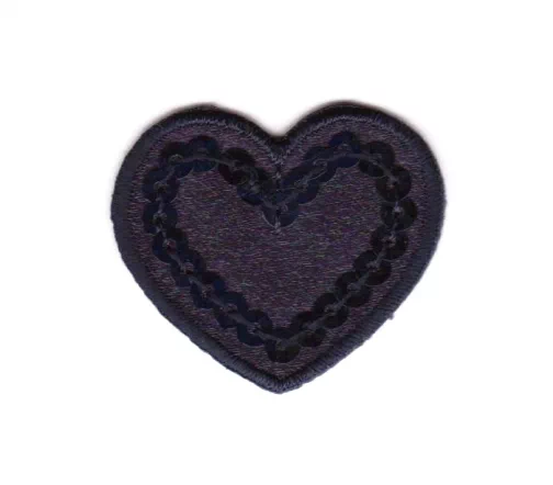 Термоаппликация "Сердце с пайетками", 3 х 3,6 см, темно-синий, арт. 569561.B