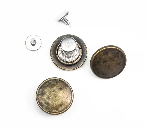 Пуговица джинсовая "Мятая", на ножке, 20 мм, металл, цвет латунь, 64373