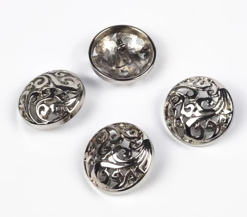 Пуговица с цветами, на ножке, 25 мм, металл, цвет серебро, арт. FBS25