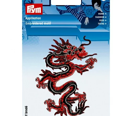 926178 Термоаппликация "Азиатский дракон" 7х8,5 см, красный/черный цв., Prym