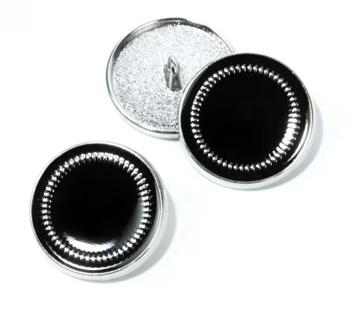 Пуговица Union Knopf, на ножке, металл/пластик, цвет черный/серебро, 25 мм