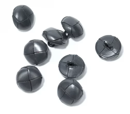 Пуговица Union Knopf, на ножке, натуральная кожа, цвет серый, 15 мм