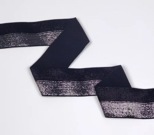 Лента эластичная с люрексом Union Knopf, 40 мм, цвет 80 черный