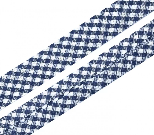Косая бейка SAFISA в клетку, 20мм, цвет 72, синий/белый