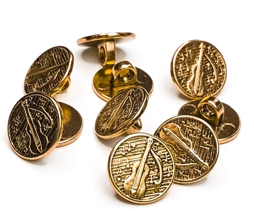 Пуговица DILL "Гитара", на ножке, металл, цвет состаренное золото, 14 мм