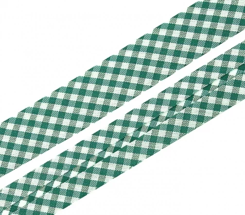 Косая бейка SAFISA в клетку, 20мм, цвет 43, зеленый/белый