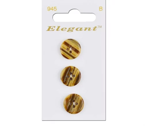 Пуговицы Elegant, арт. 945 С, 4 отв., 16 мм, пластик, 3 шт., коричневый/бежевый