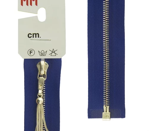 Молния RiRi металл, Go, слайдер Zuff, 4 мм, разъёмная 1 замок, 60 см, цвет 2610, синий