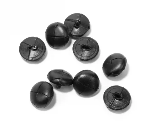 Пуговица Union Knopf, на ножке, натуральная кожа, цвет черно-синий, 15 мм