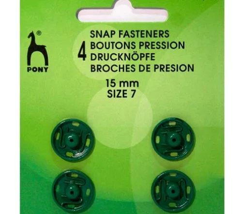 78914/04 PONY Кнопки одежные 15 мм, латунь, зеленые, 4 шт.
