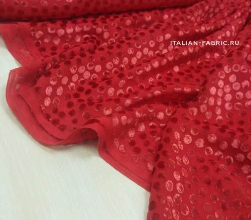 Панбархат "Горох" шелковый, цвет красный, 01840-2