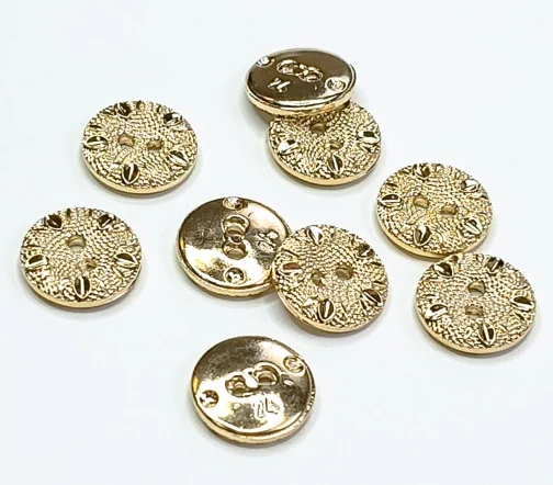 Пуговица Sandra "Листочки", 15 мм, 2 отв., пластик, цвет золото