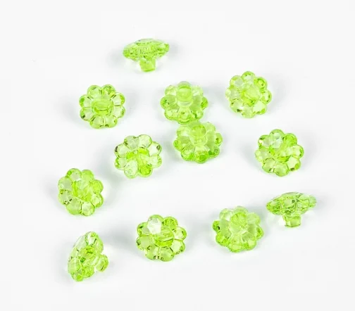 Пуговицы, Union Knopf, "Ромашка прозрачная", на ножке, пластик, цвет зеленый, 11 мм