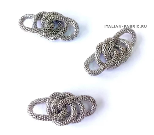 Декоративный элемент Gafforelli "Змейки", пришивной, металл, цвет темное серебро, 40х20 мм