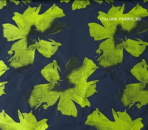 Жаккард Max Mara "Зеленые цветы на темно-синем", 01547
