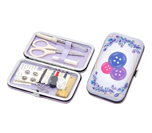 N4347.1-3 Швейный набор в футляре из иск.кожи "Пуговицы", цвет лавандовый, Hemline