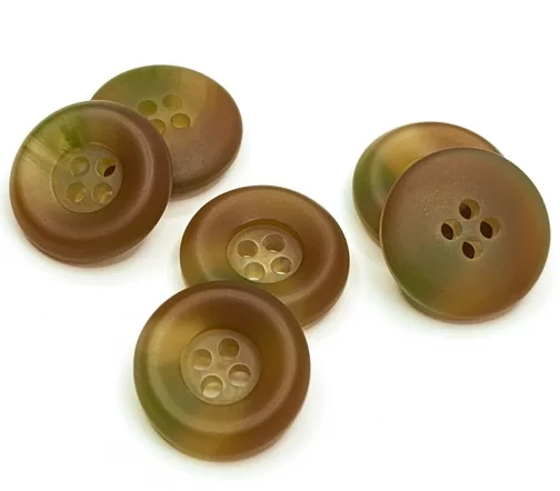 Пуговица DILL, 4 отв., пластик, цвет коричневый/бежевый/зеленый, 18 мм