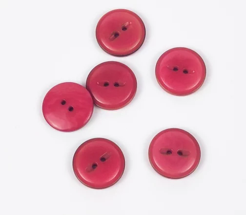 Пуговицы, Union Knopf, "Круглые", 2 отв. с прорезями в бок, семя пальмы, цвет малиновый, 18 мм