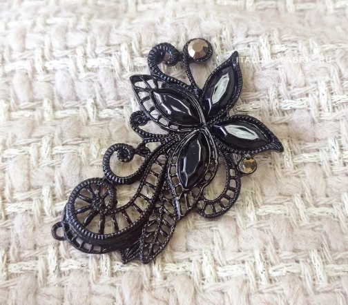 Декоративный элемент Gafforelli пришивной со стразами Swarovski, металл, цвет черный