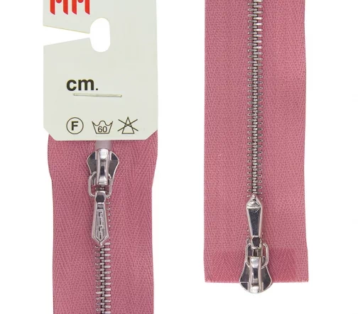 Молния Riri металл, Ni, слайдер Tropf, 4 мм, разъёмная, 2 замка, 90 см, цвет 2420, розовый холодный