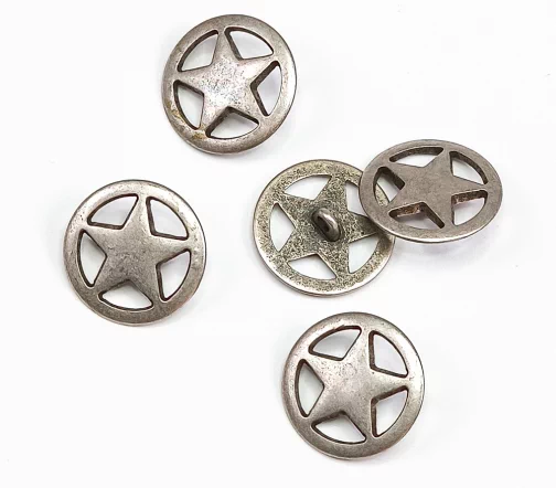 Пуговица Union Knopf "Звезда", на ножке, металл, цвет состар.серебро, 23 мм