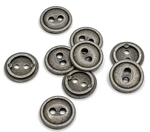 Пуговица DILL, 2 отв., металл, цвет состаренное олово, 15 мм