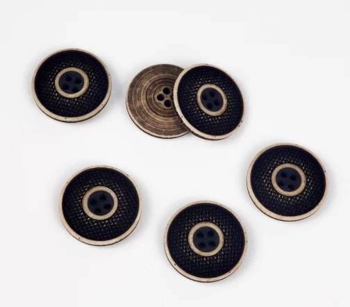Пуговица, Union Knopf, 4 отв., пластик, цвет черный, 23 мм