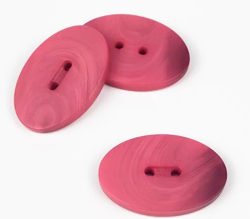 Пуговицы, Union Knopf, "Эллипс, с прорезью", матовые, 2 отв., пластик, цвет розовый, 40 мм
