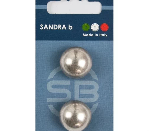 Пуговицы Sandra, на ножке, 20,5 мм, металл, 2 шт., серебряный, CARD210