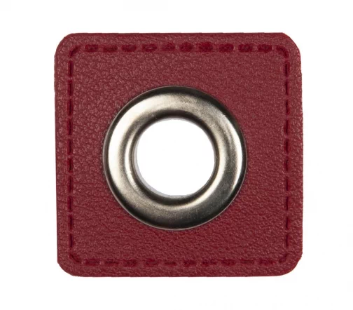 Люверс пришивной на патче HKM "Квадрат", 3,3см, 2шт., цвет бордовый, арт. 1200/11