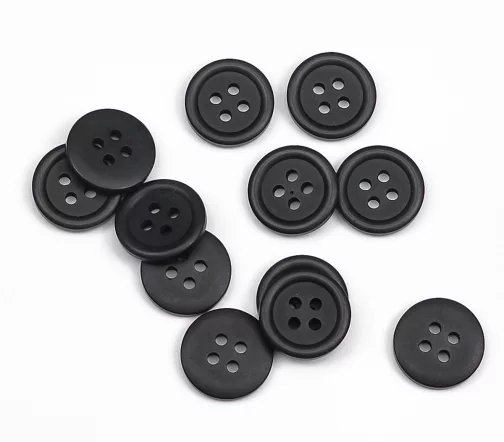 Пуговица, Union Knopf, 4 отв., пластик, цвет черный, 15 мм