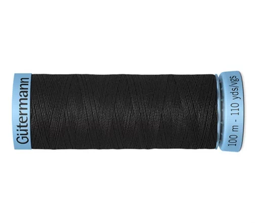 Нить Silk S303 для тонких швов, 100м, 100% шелк, цвет 000 черный, Gutermann 744590