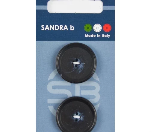 Пуговицы Sandra, 25,5 мм, 4 отв., пластик, 2 шт., цвет темно-синий, CARD104