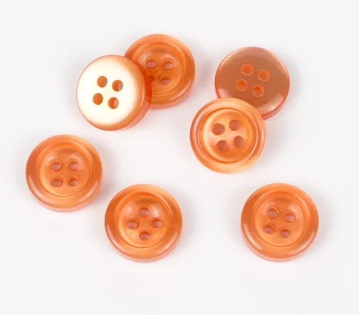 Пуговицы, Union Knopf, "Круглые, прозрачные", 4 отв., пластик, цвет персиковый, 18 мм