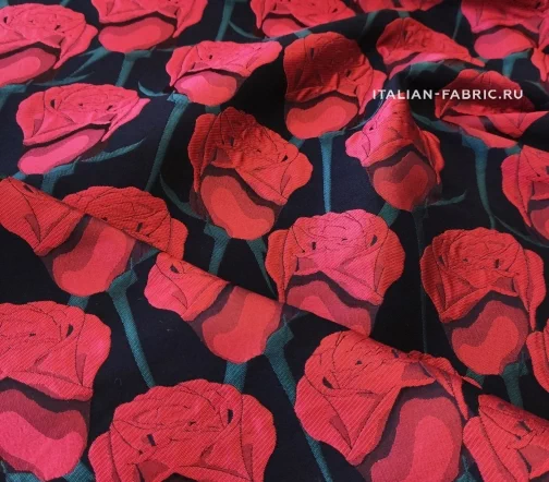 Жаккард "Парад роз", цвет красный, 1032137-1