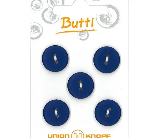 Пуговицы, Union Knopf, 2 отв., пластик, цв. синий, 15 мм, 5 шт., 81130