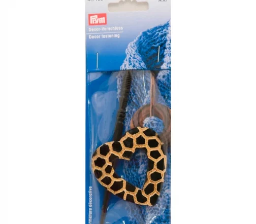 417750 Декоративная застежка 'Сердце', дерево, 60х70 мм, Prym