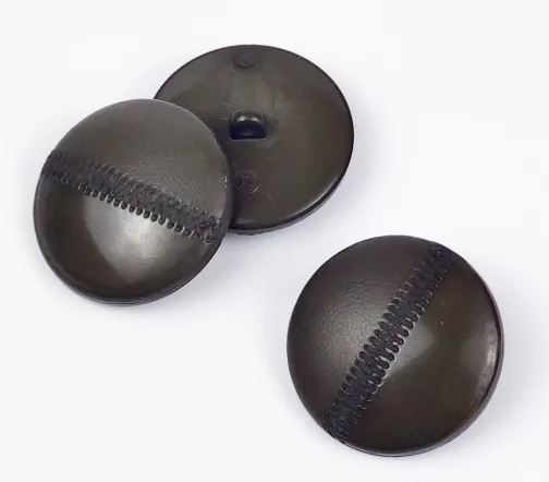 Пуговица, Union Knopf, "Со швом, под кожу", на ножке, пластик, цвет хаки, 28 мм