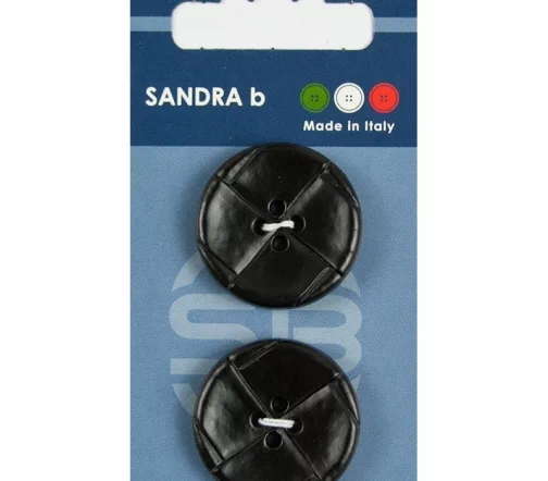 Пуговицы Sandra, 28 мм, 4 отв., пластик, 2 шт., цвет черный, CARD172