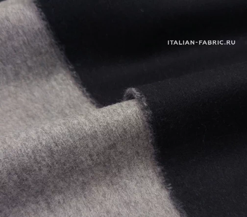 Кашемир пальтовый двухслойный двусторонний Loro Piana, цвет черный/серый, 01639-4