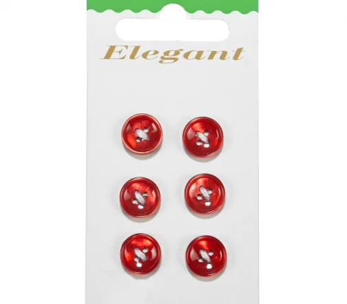 Пуговицы Disboton, 11 мм, 4 отв., пластик, 6 шт., цвет красный