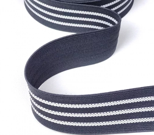 Резинка PEGA поясная с фиксацией, 32 мм, цвет серый, белые полосы