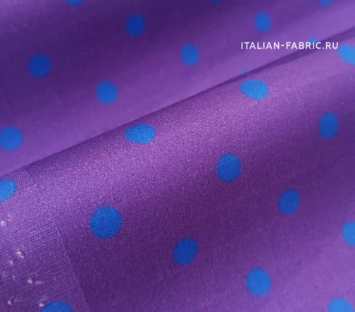 Сатин стрейч "Горошек", фон фиолетовый, 01534-4