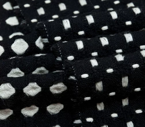 Твид пальтовый двусторонний, горох/геометрия, цвет черно-белый, 00839