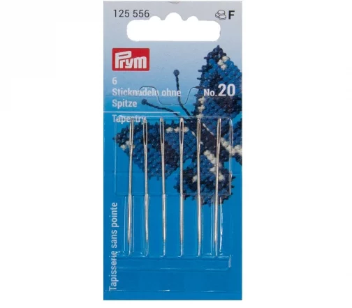 125556 Иглы для вышивания со скругленным острием, сталь №20, 6 шт., Prym
