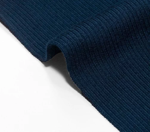 Трикотаж резинка, полушерсть, цвет темно-синий, ALP21-02