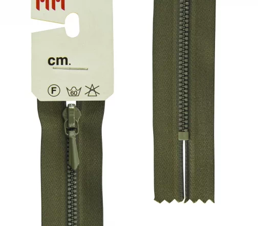 Молния Riri для юбок, металл крашеный, неразъёмная, 3мм 18см, цвет 2827, хаки