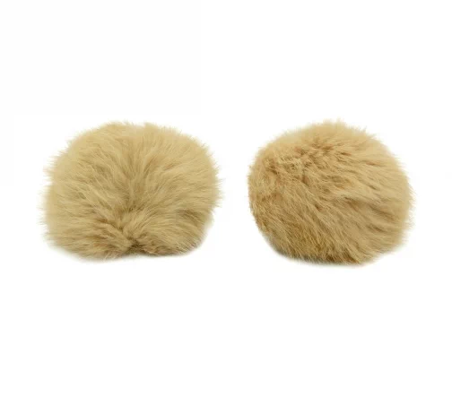 Помпон из нат. меха (кролик), d-8см, 2шт/упак (C св.бежевый), арт. 7723348-C